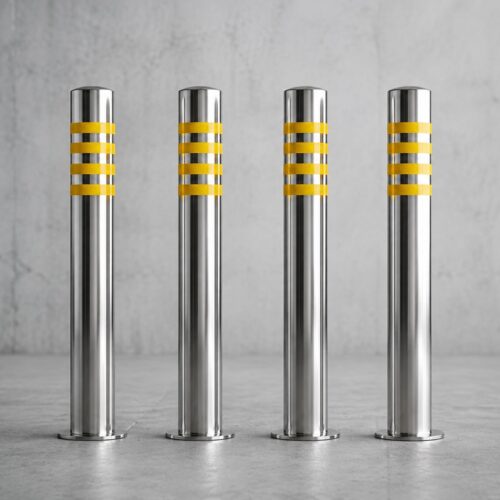 trụ inox 304 chống va chạm có dán phản quang