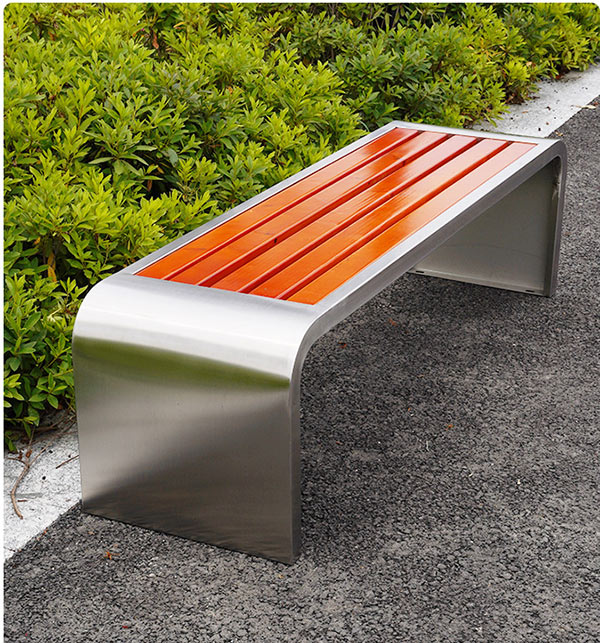 Ghế băng dài inox nan giả gỗ